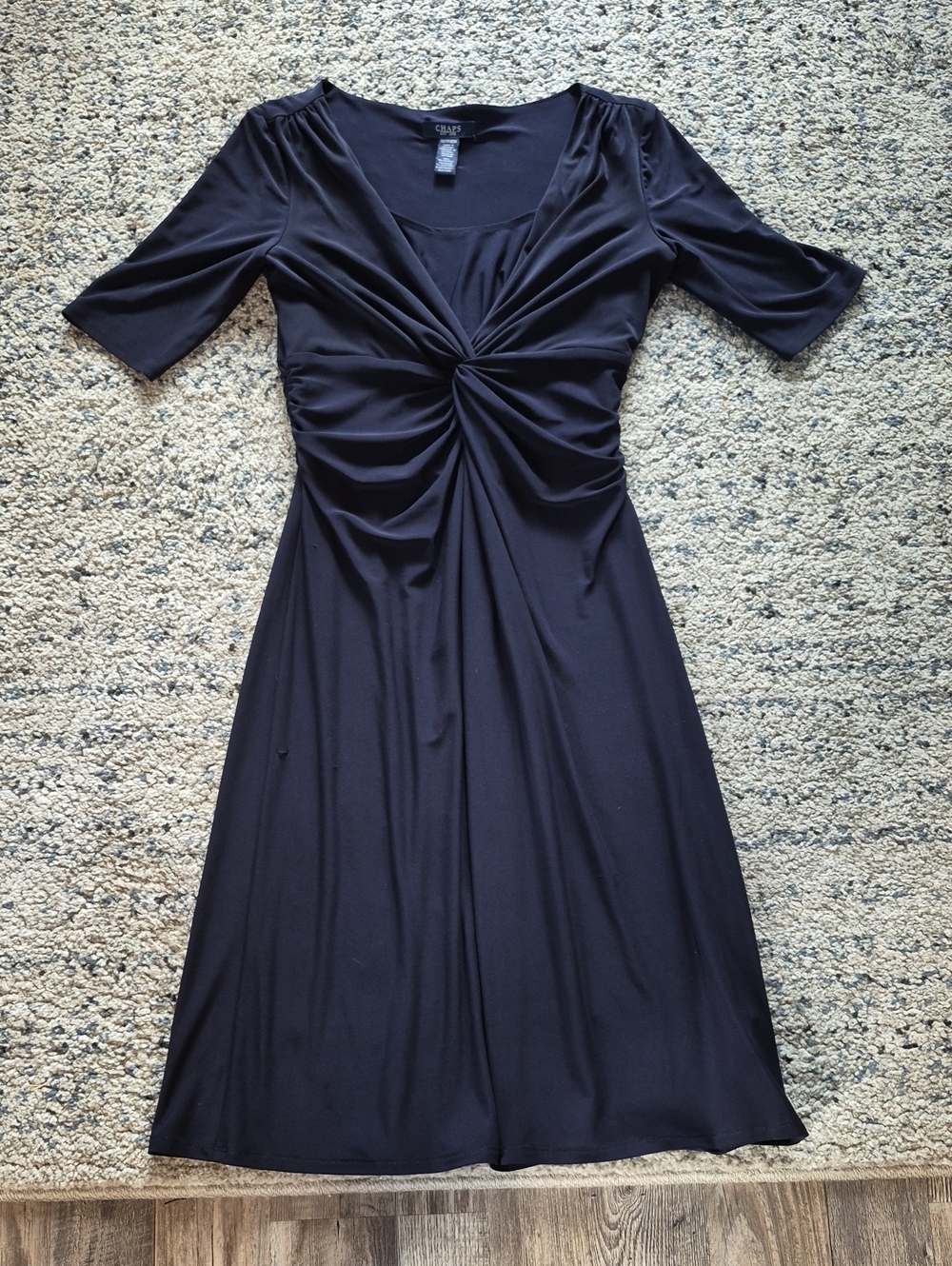 Chaps Navy Blue Twist-Detail Midi Dress